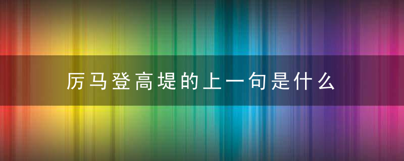 厉马登高堤的上一句是什么 厉马登高堤的前一句